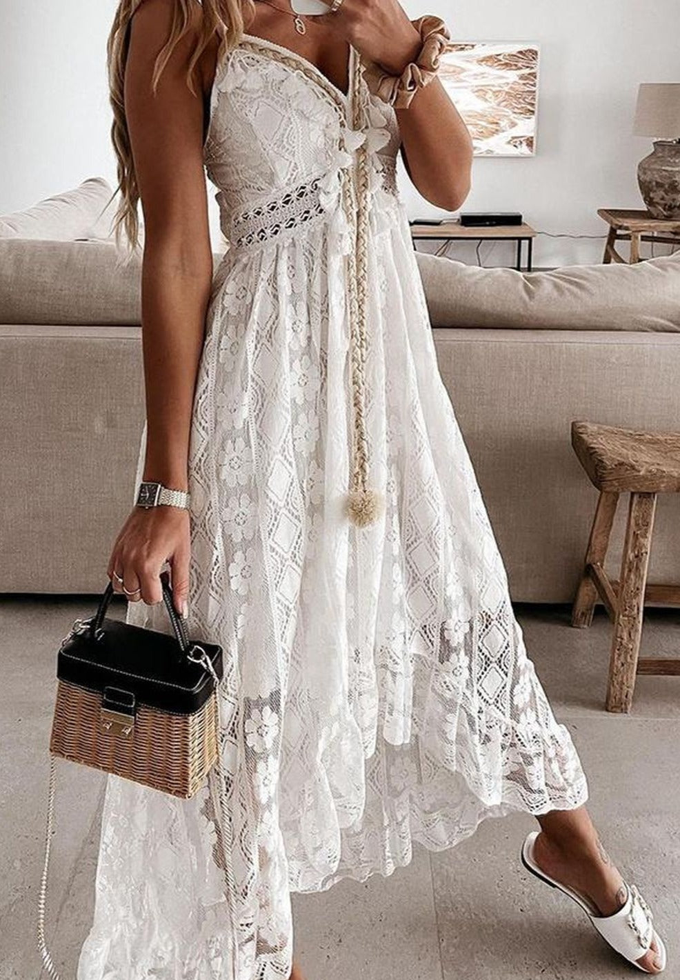 Crochet Fringe Lace Dress