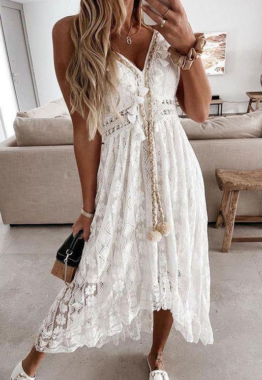 Crochet Fringe Lace Dress