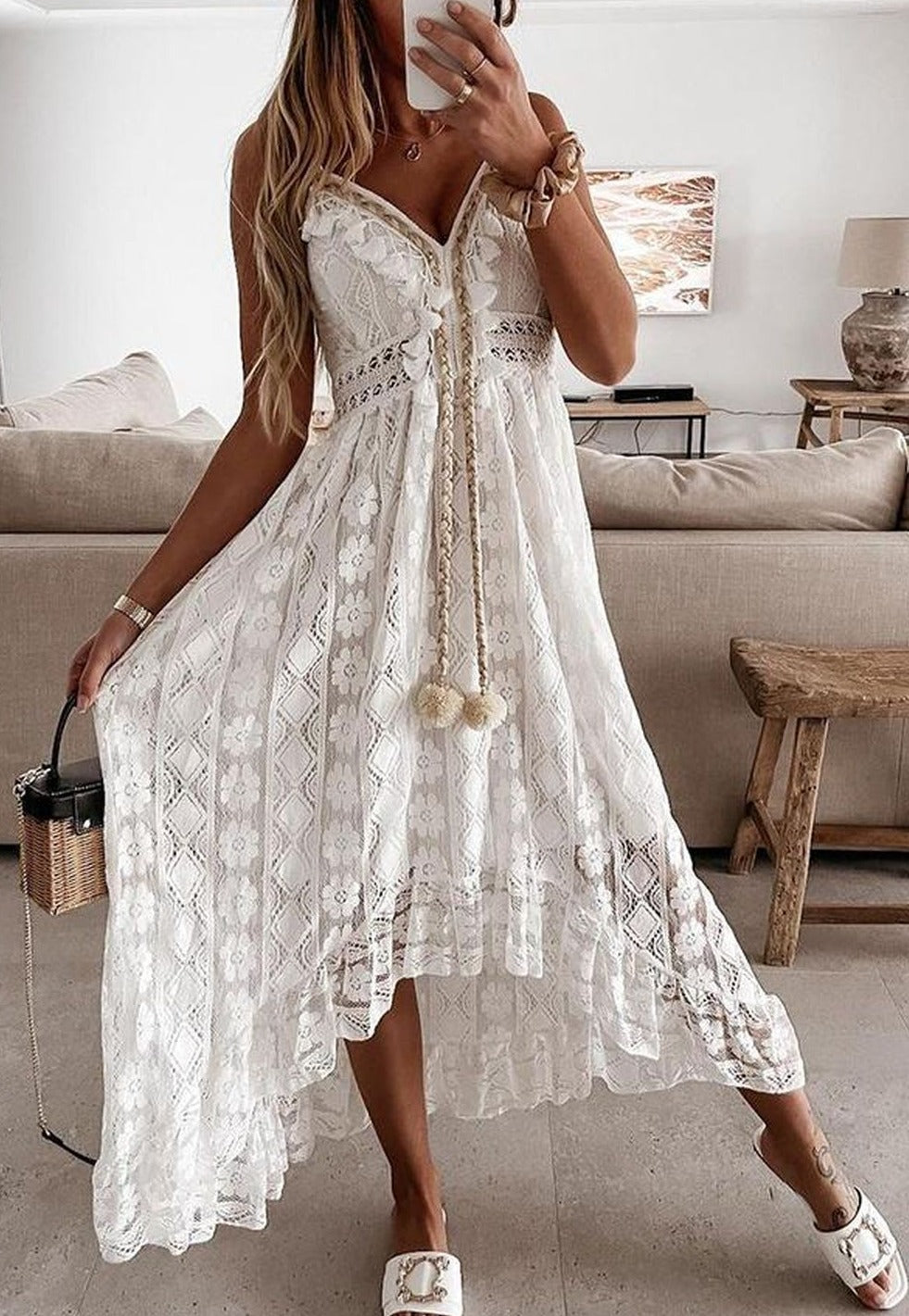 Crochet Fringe Lace Dress